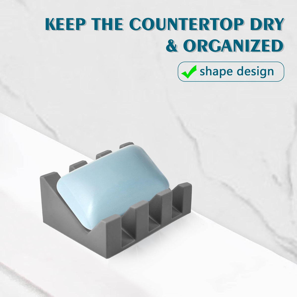 Coipdfty Self Draining Soap Dish Holder,Silicone Soap Dish,for Bathroom,Kitchen, Sponges，Can Extend Soap Life，Keep Soap Bars Dry and Easy Cleaning (Grey,1-Pack)
