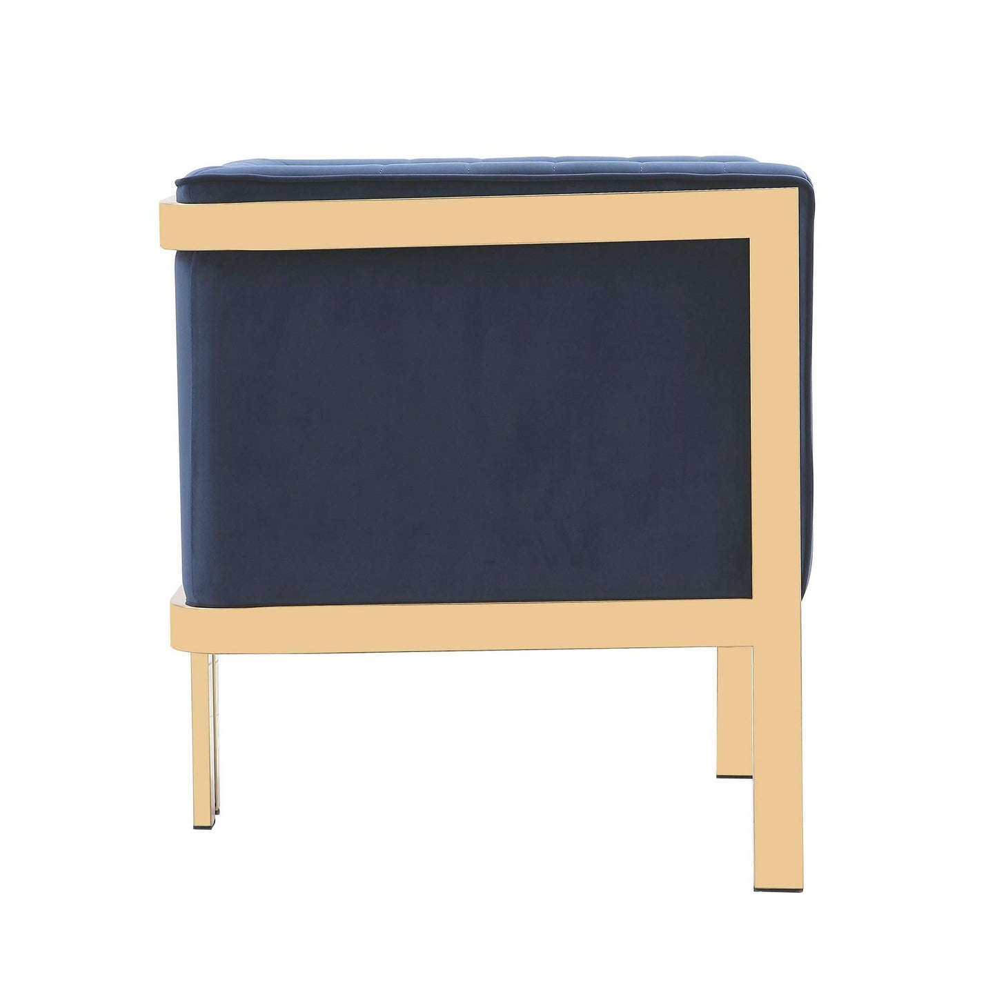 Manhattan Comfort Paramount Velvet Accent Armchair Set of 2, Polished Brass Frame with Geometric Legs, Art Deco Chair, 1920s Glamour, Fully Assembled, Living Room Lounge Seat, Royal Blue