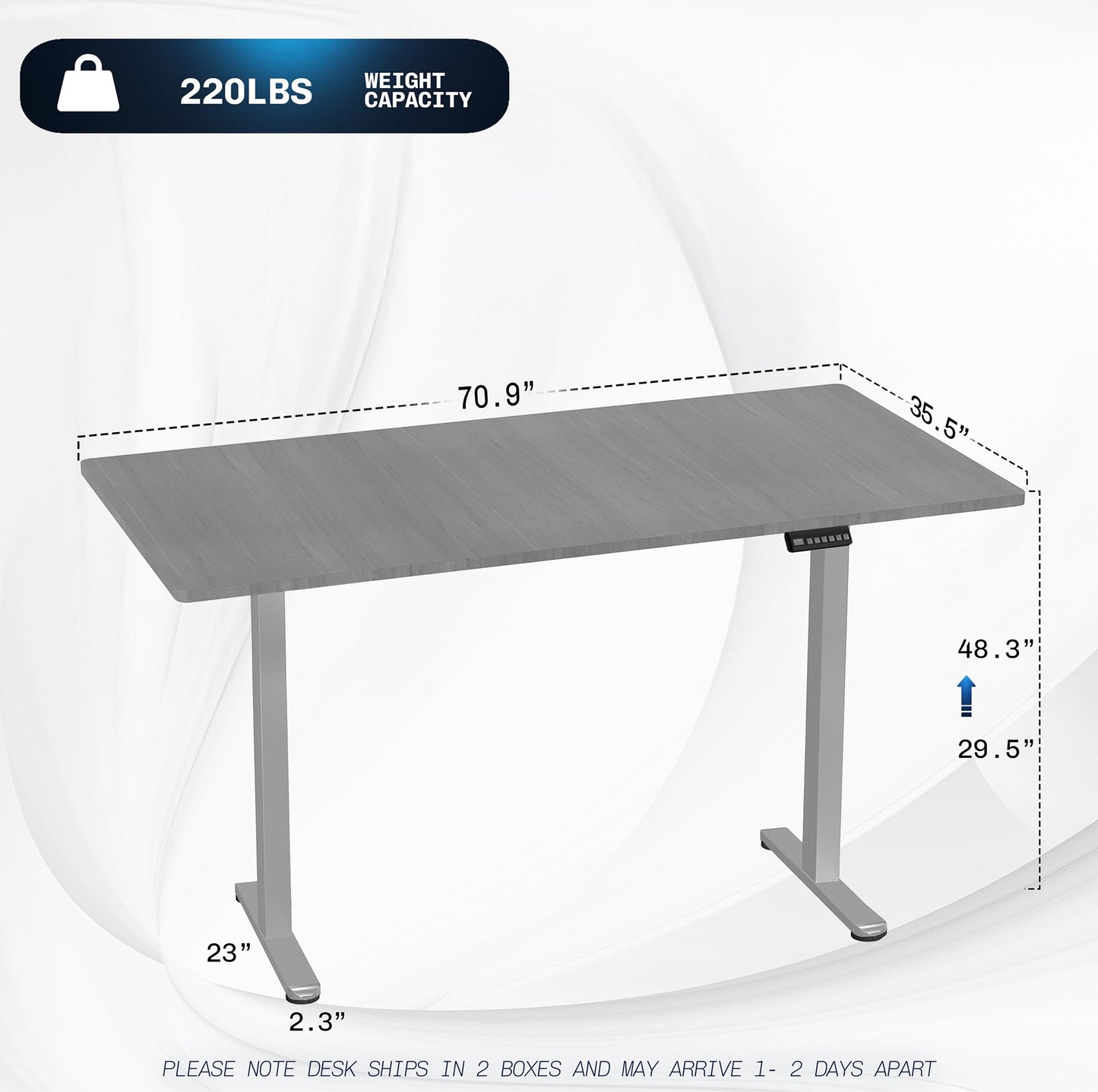 VIVO Electric 71 x 36 inch Standing Desk, Dual Motor Memory Controller Height Adjustment, E2B Series, Dark Gray Top Gray Frame, DESK-KIT-E2G7G-36