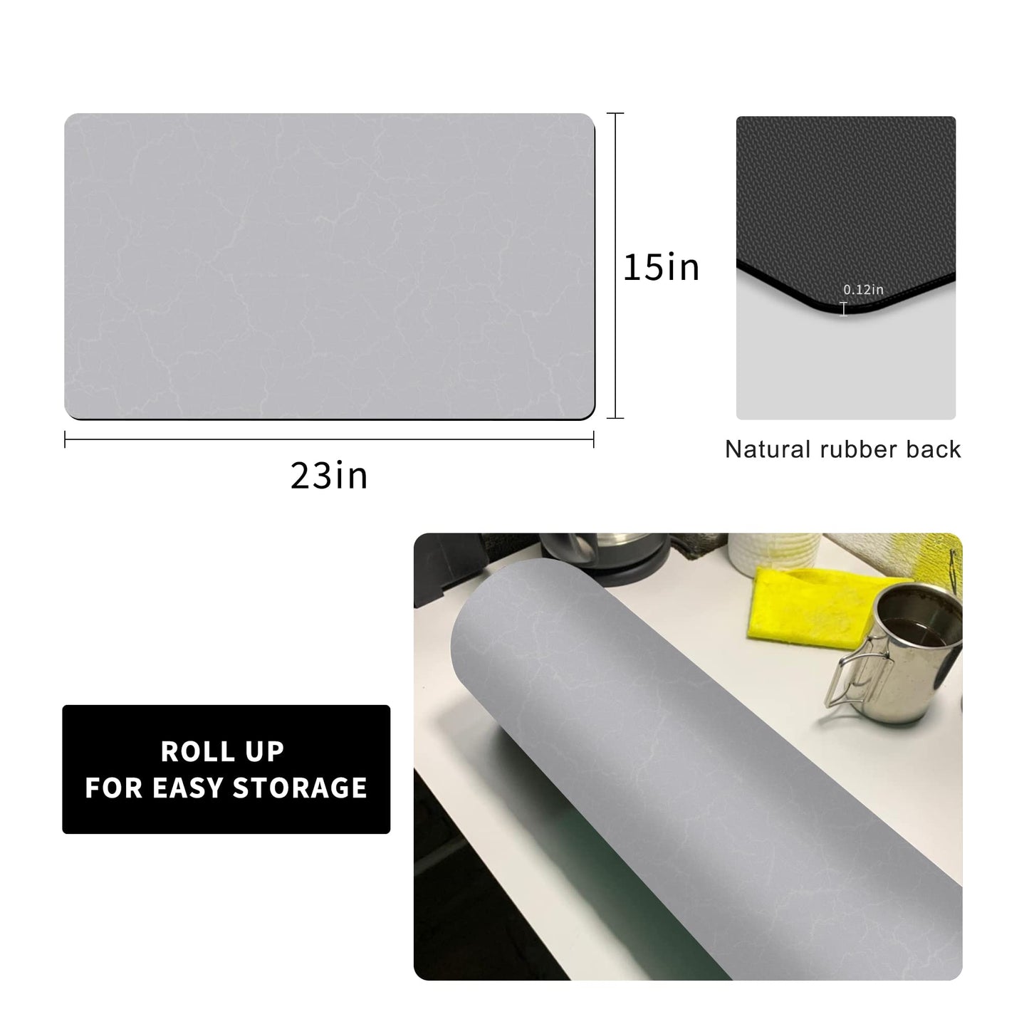 Golener Coffee Bar Mat - Under Coffee Maker Pad, Tray Mats Under Cafe Machine, Rubber Absorbent Mat, Under Appliance Mats, Dish Drying Matt, 23"x15", Marble Gray