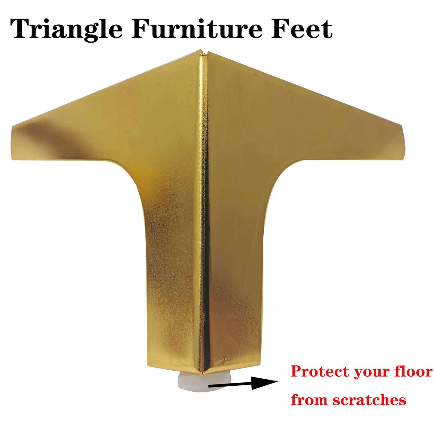 M MIMHOOY 6 Inch Furniture Legs, Set of 4 Metal Furniture Legs Modern Triangle Feet Luxury Gold for Sofa Cabinet Cupboard Couch Chair Ottoman