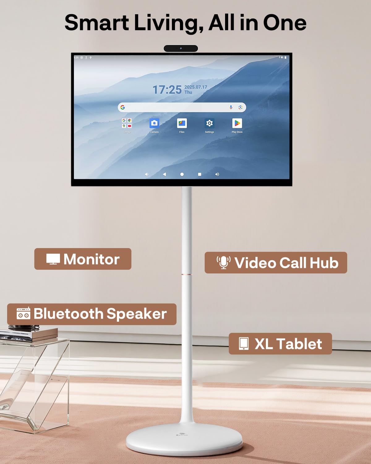 SYLVOX 27" Smart Rolling Display with Stand, Portable Touchscreen Monitor for Streaming TV Apps, Built-in 4-5H Battery, 1080P with 8MP Removable Webcam for Home, Office & Entertainment