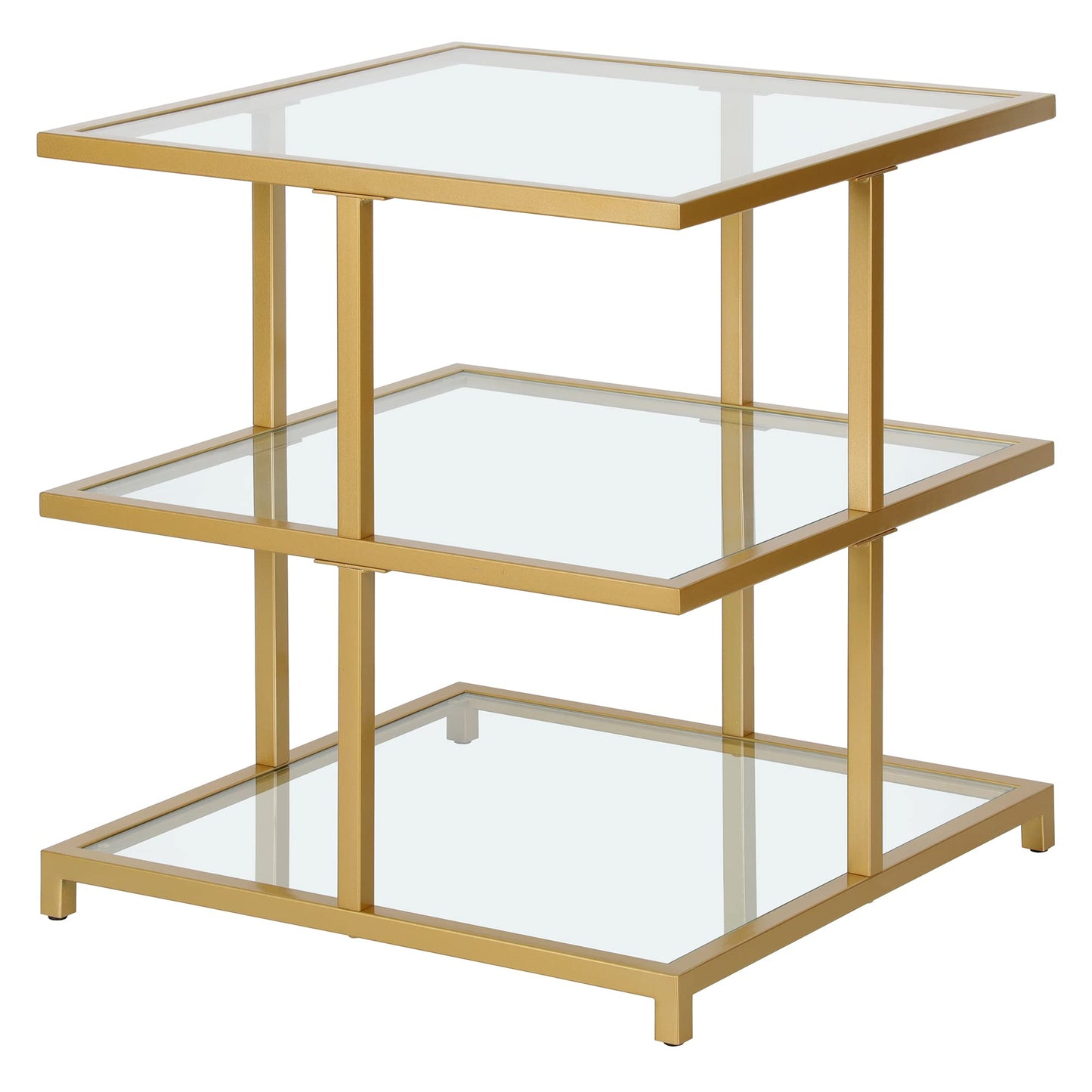 Henn&Hart 22" Wide Square Side Table in Brass, for Home, Living Room, Bedroom, Entertainment Room, Office