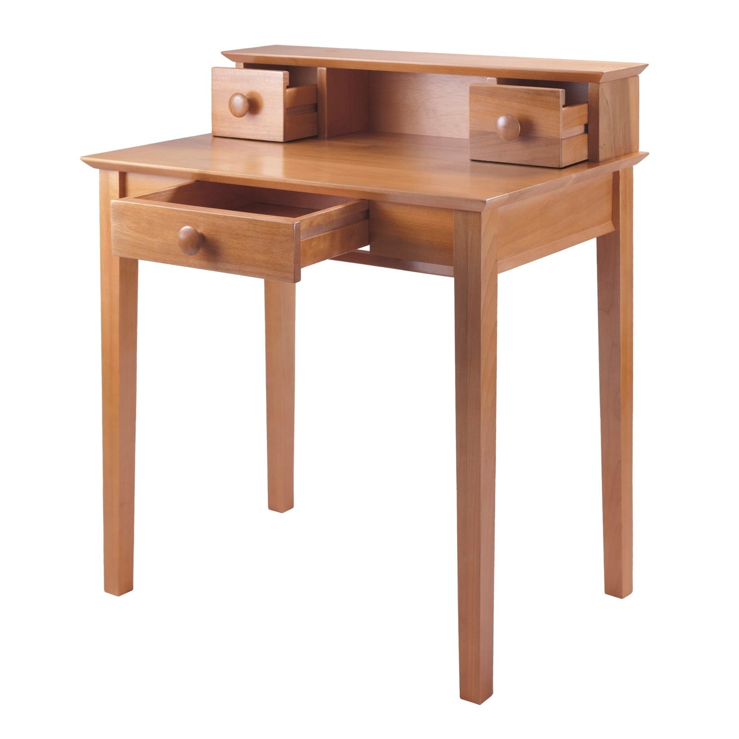 Winsome Studio Writing Desk with 3 Drawers in Honey, Classic Small Home Office Computer Table, Sturdy Furniture for Bedroom, Living Room, Compact & Convenient for Small Spaces