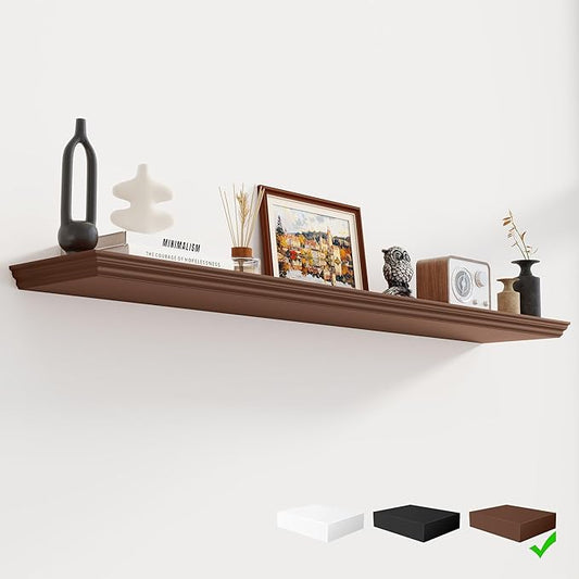 Fun Memories Floating Shelves 55 Inch Long, 9.3 Inch Deep Classic Crown Molding