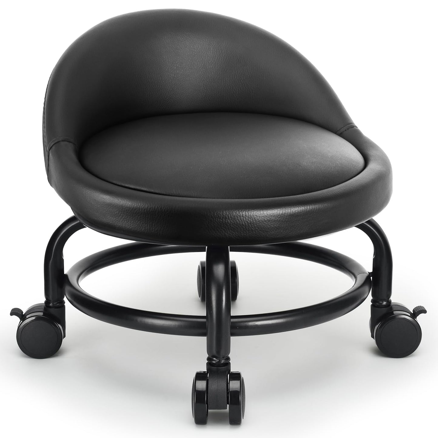 LWADALN Rolling Stool with Backrest Low Height Rolling Stools, Low Roller Stool Chair, Roller Seats for Home, Office, Garage, Shop, Library