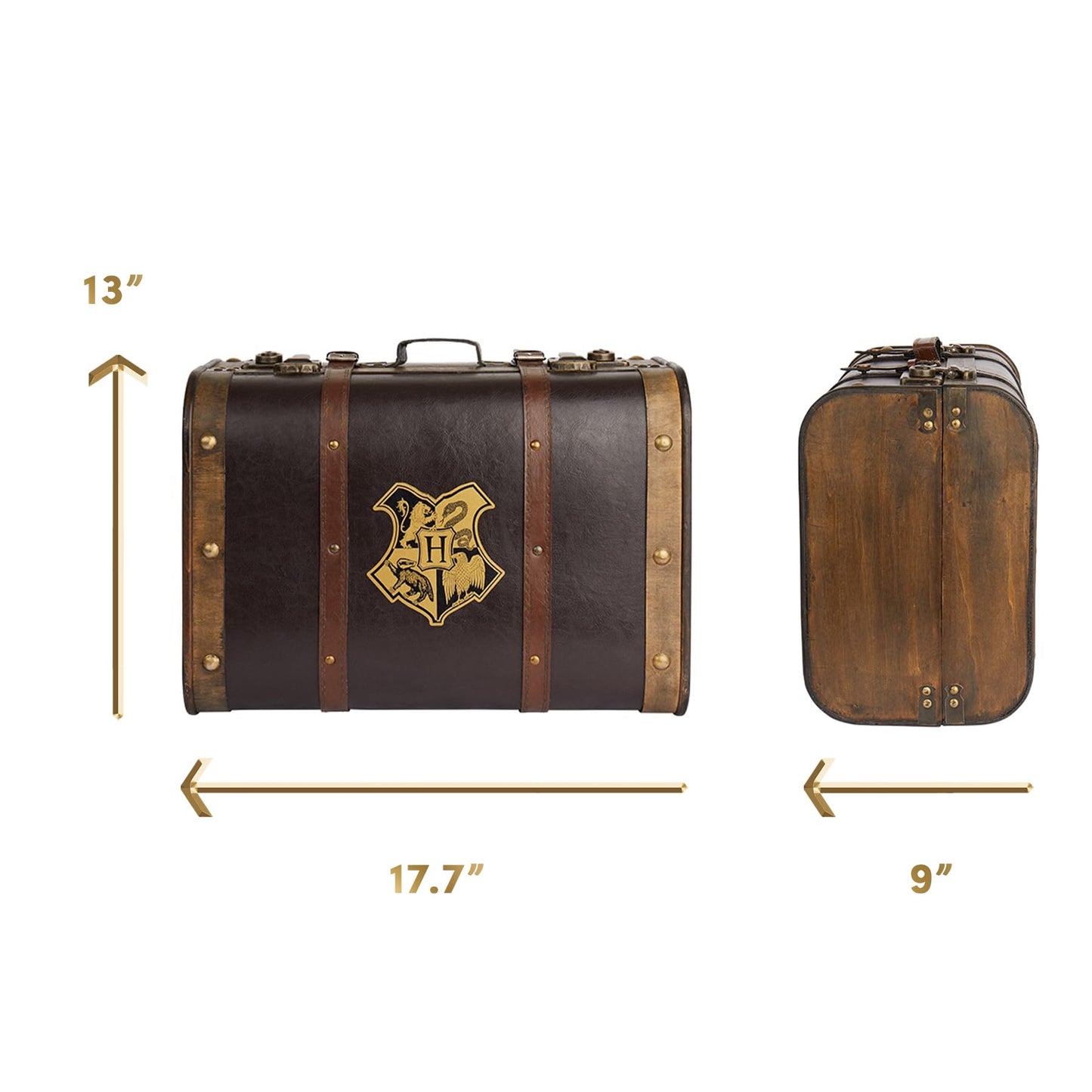 Harry Potter Hogwarts School Trunk - Large 17.5” Collectible Storage Chest with Hogwarts Crest - Official Wizarding World Prop Replica & Decorative Keepsake Box - Not for Travel Use