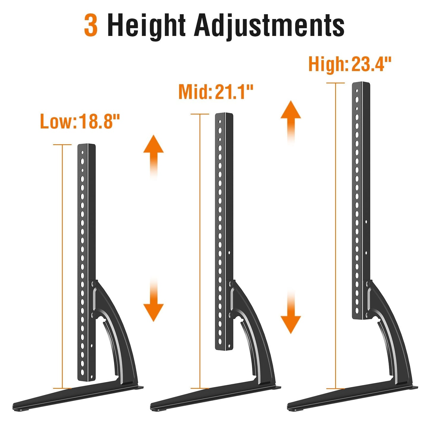 ELIVED Universal Table Top TV Stand for Most 27 to 55 inch LCD LED Plasma Flat/Curved Screen TVs, TV Base Height Adjustable Leg Stand, Replacement TV Feet Holds up to 88lbs, Max VESA 800x400mm