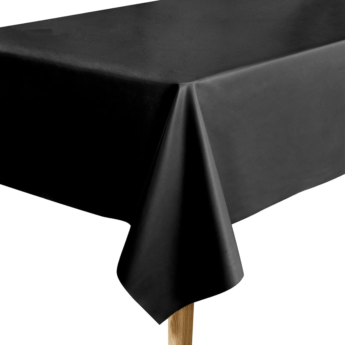 Aijoviko Table Cloth for Rectangle Tables Soft Leather Tablecloth Waterproof Wipeable Table Cover for Parties,Picnic and Camping Outdoor Tablecloths(Black 54"x84")
