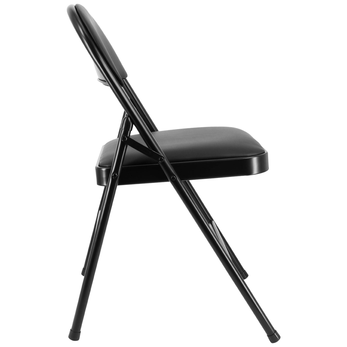 Elama 4 Piece Metal Indoor/Outdoor Folding Dinner Chairs with Faux Leather Padded Seats (Black1)