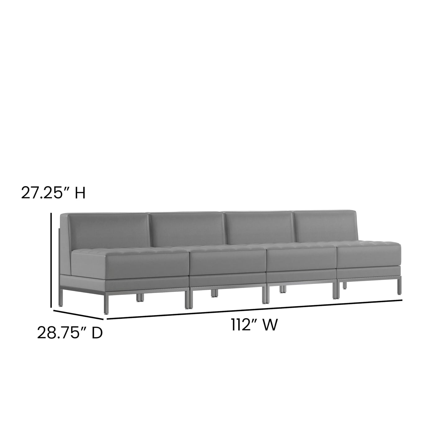 Flash Furniture HERCULES Imagination Series 4 Piece Gray LeatherSoft Waiting Room Lounge Set - Reception Bench