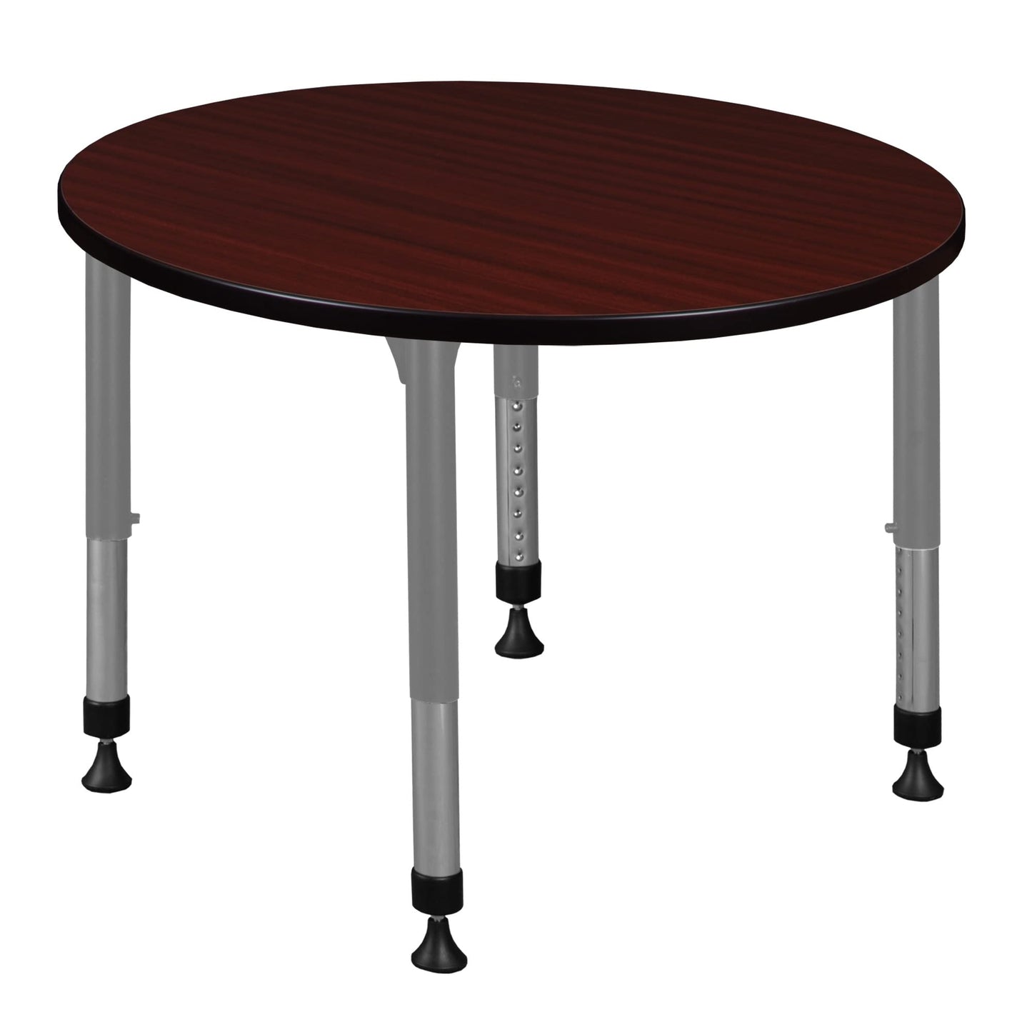 Romig Trek 36 in. Round Height Adjustable Classroom Activity Table- Mahogany & Grey Base