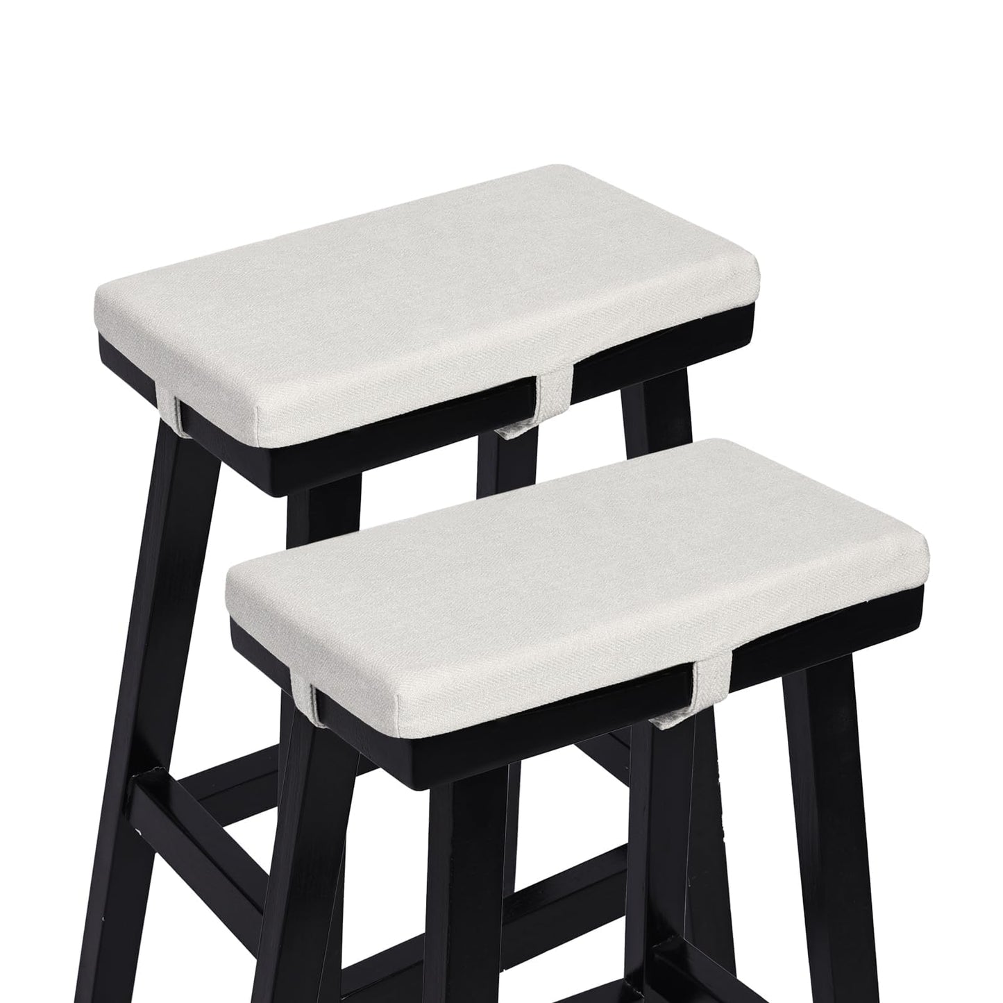baibu Memory Foam Rectangle Bench Stool Cushion Set of 2, Dual-Layer Design Non-Slip Saddle Stool Pads Bar Stool Cushion with Machine Washable Cover - Only 2 Pads (White, 18x9.5x1.5in)