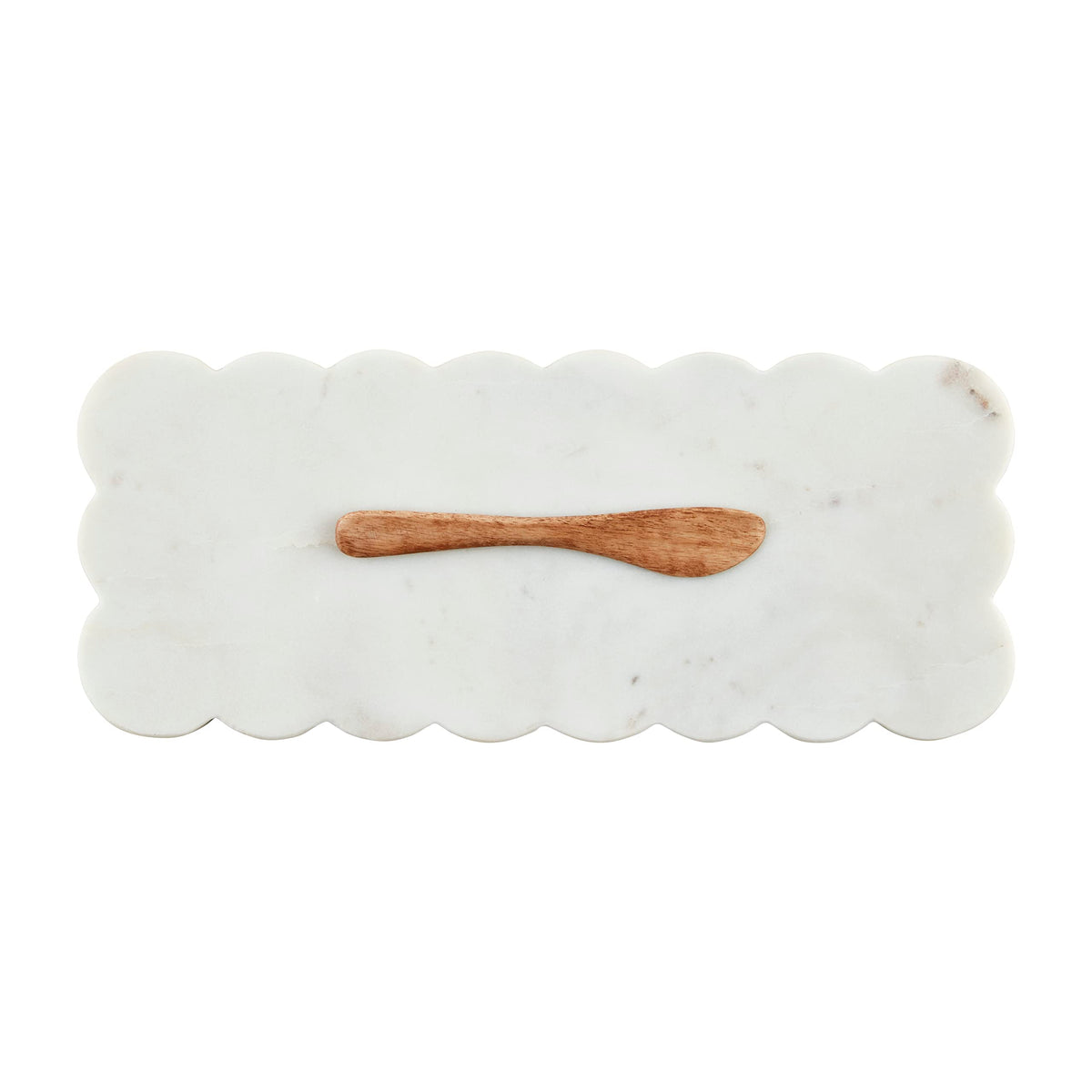Mud Pie Scallop Marble Board Set, White, 12" x 5"