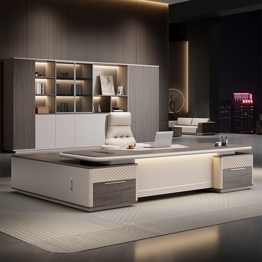 ULTRAWAVE Computer Desk Home Office Desk Executive Desk, Large Desk, Modern CEO Desk, Manager Desk Furniture