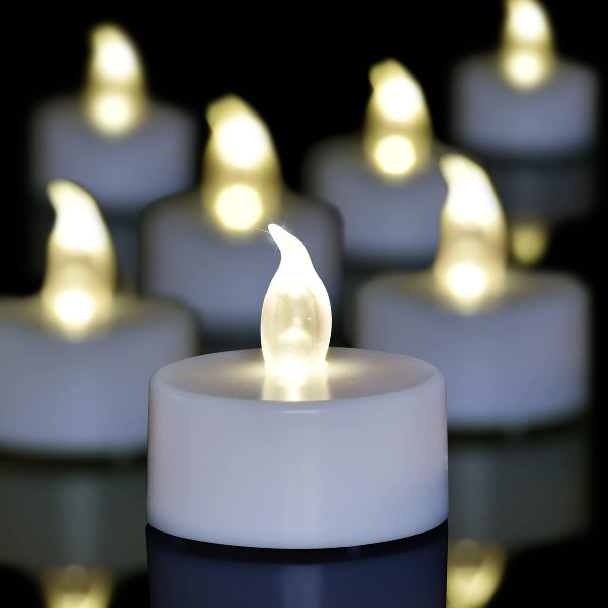 Candlium 50 Pack LED Tea Lights Bulk, 200+ Hours Long Lasting Battery Operated Flameless Candles for Wedding Centerpieces, Proposal Decorations, Valentine's Day & Event Decor (Warm White)