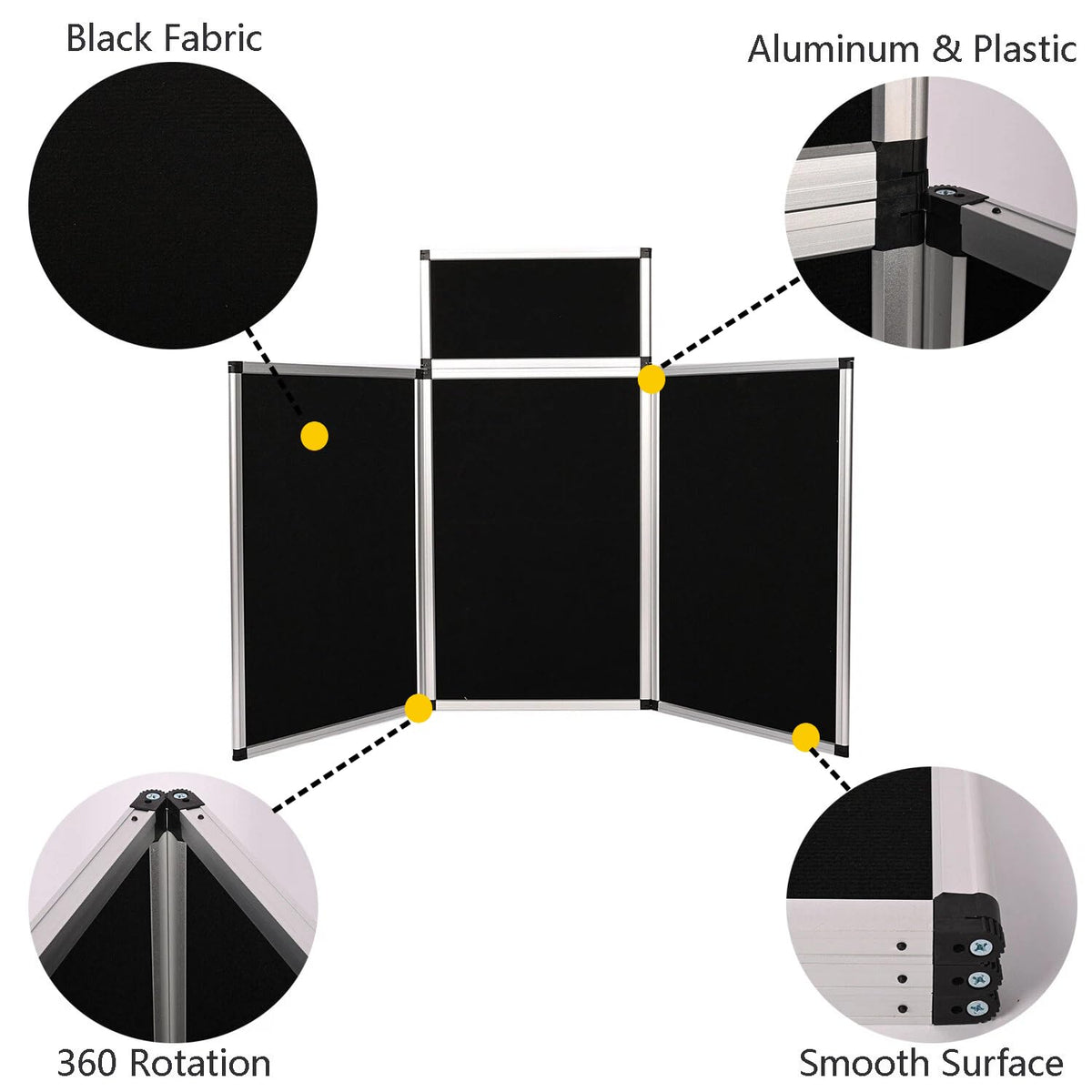 ISXACFF 3+1 Panel Trade Show Presentation Board 70.8“ x 35.4” Trifold Poster Board Folding 3 Panel Exhibition Display Boards Double Sided Tabletop Display with Storage Bag Hook & Loop-Receptive Fabric
