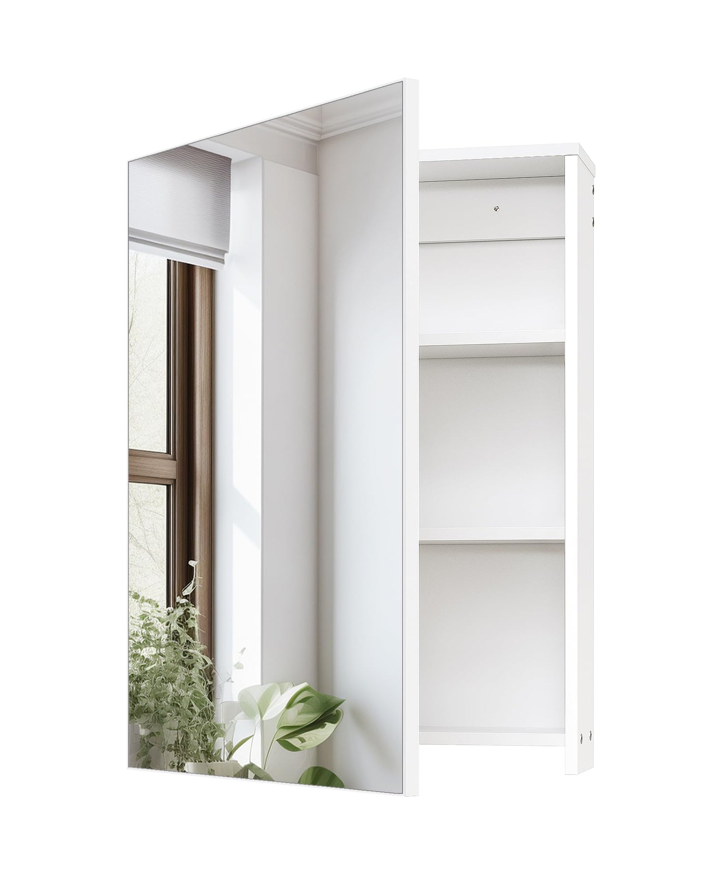 CHOEZON Bathroom Medicine Mirror Cabinet, 17.7'' x 23.6'', Wall-Mounted Bathroom Vanity with Mirror, Bathroom Medicine Cabinet with Storage Function, Hanging Storage Cabinet, Adjustable Shelves, White