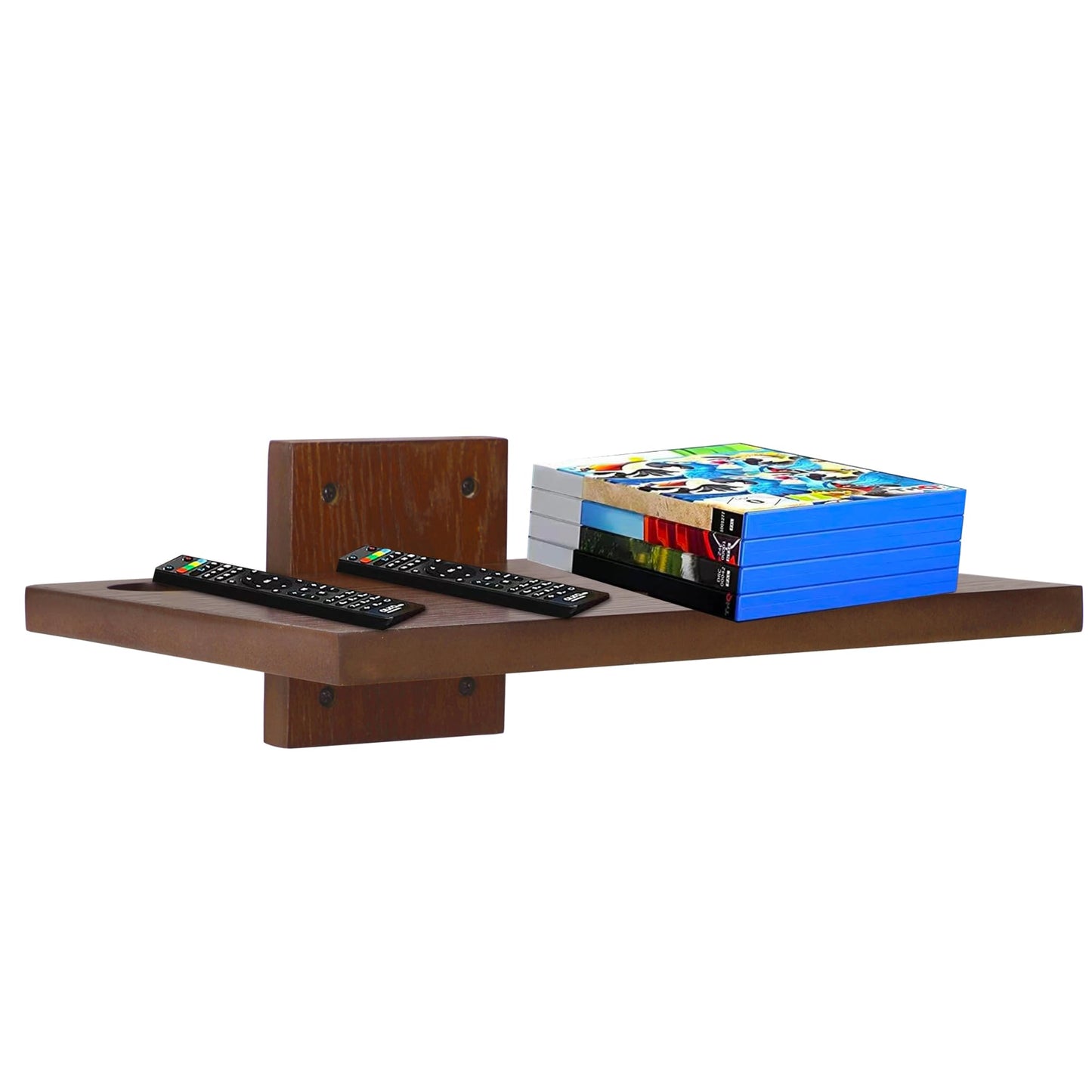 NIUBEST Floating Projector Wall Mount TV Shelf,Wooden Wall Mounted Under TV Floating Shelf for Projector, PS5, DVD Player,Game Console, Cable Box,1Tier (Walnut)
