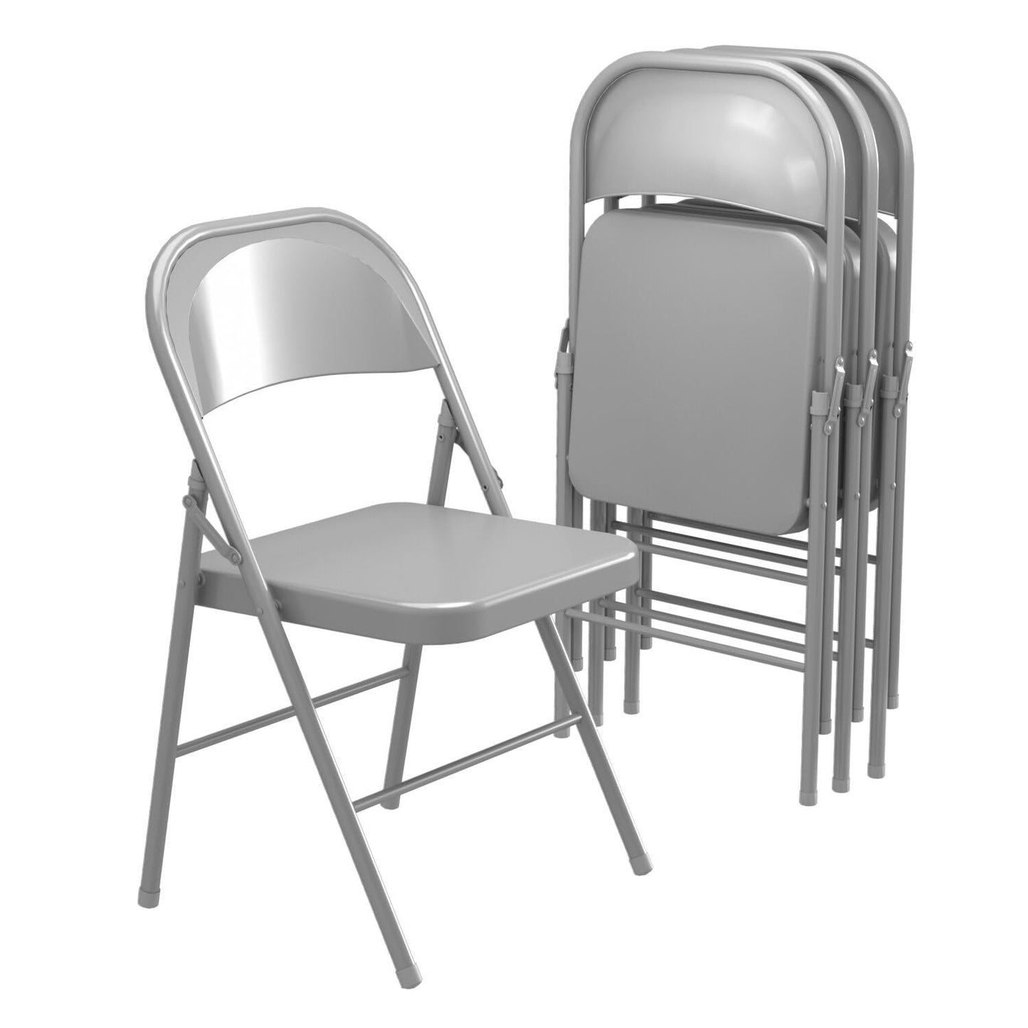 VENI HOME 4 Pack Folding Chairs, Metal Folding Chairs Steel Frame with Double Hinged for Office Wedding Party Patio Dinning Events, Black (Gray)