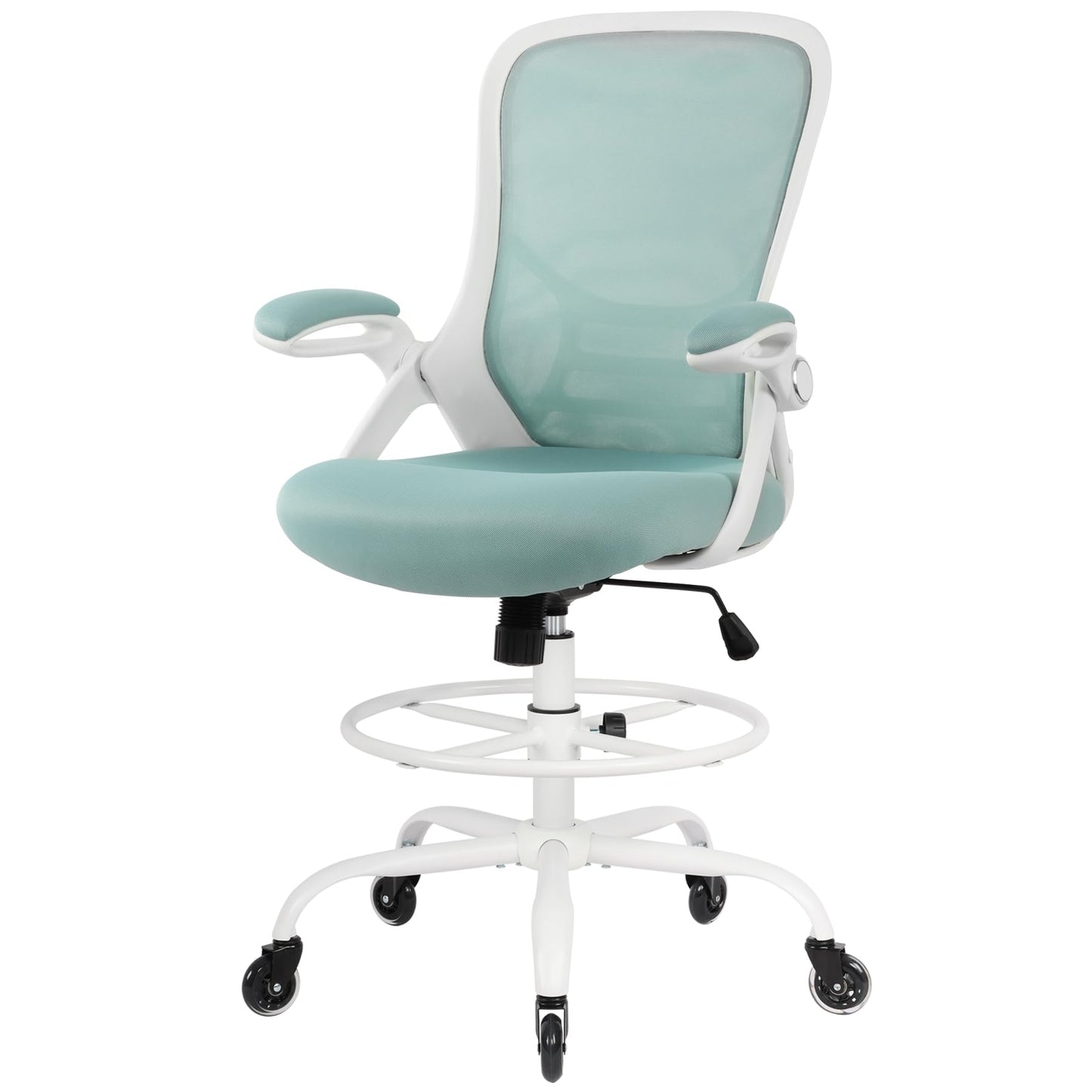 HYLONE Drafting Chair Tall Office, Ergonomic Standing Desk Stool Adjustable Drafting Chair Big Tall Drafting Office Chair Blue
