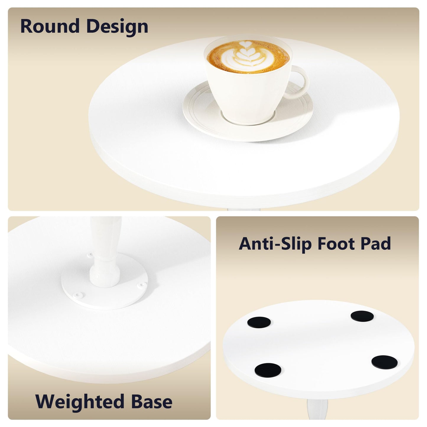 Lifenite Wood Drink Table, Round Side Table for Small Spaces, Pedestal End Table Modern Accent Nightstand for Living Room, Bedroom, Office, Sofa Corners, White