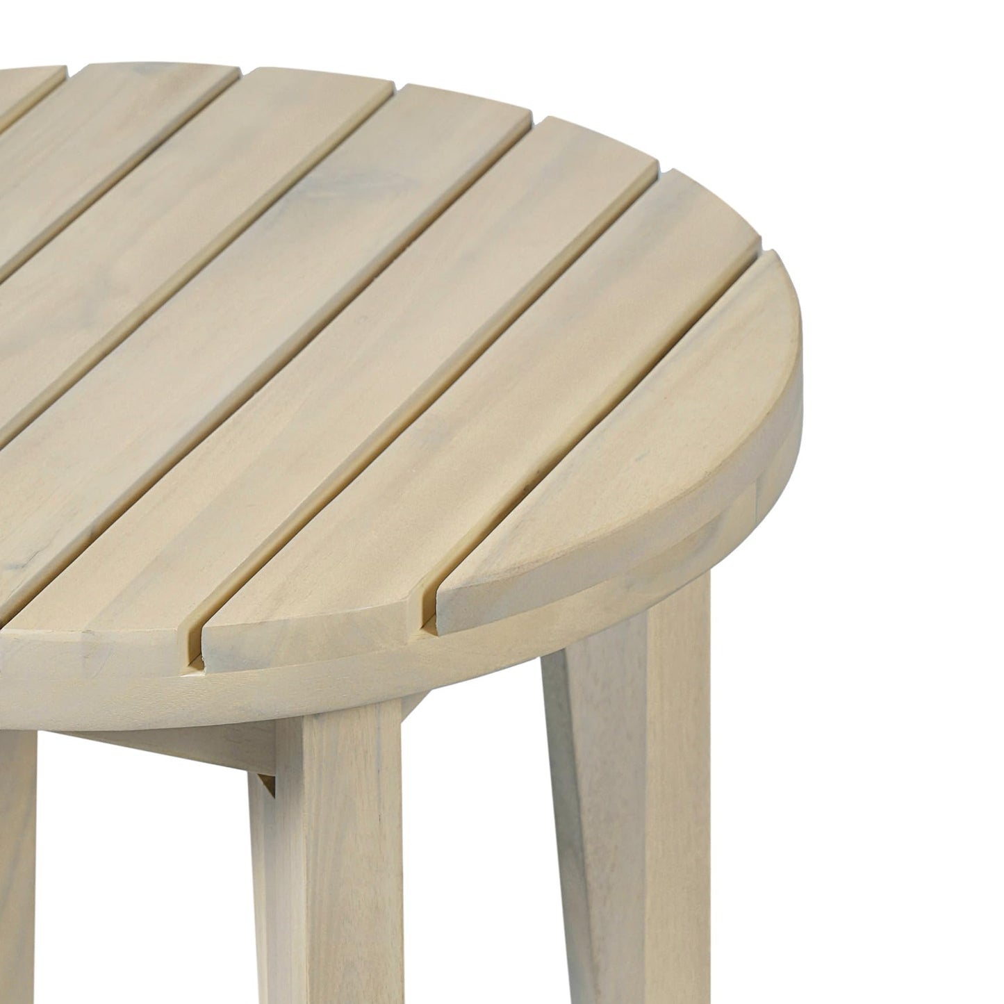 Christopher Knight Home Parker Acacia Wood Outdoor Coffee Table, Small Side Table for Patio Furniture Set, Solid Wood Round End Table for Patio/Deck/Garden, Light White