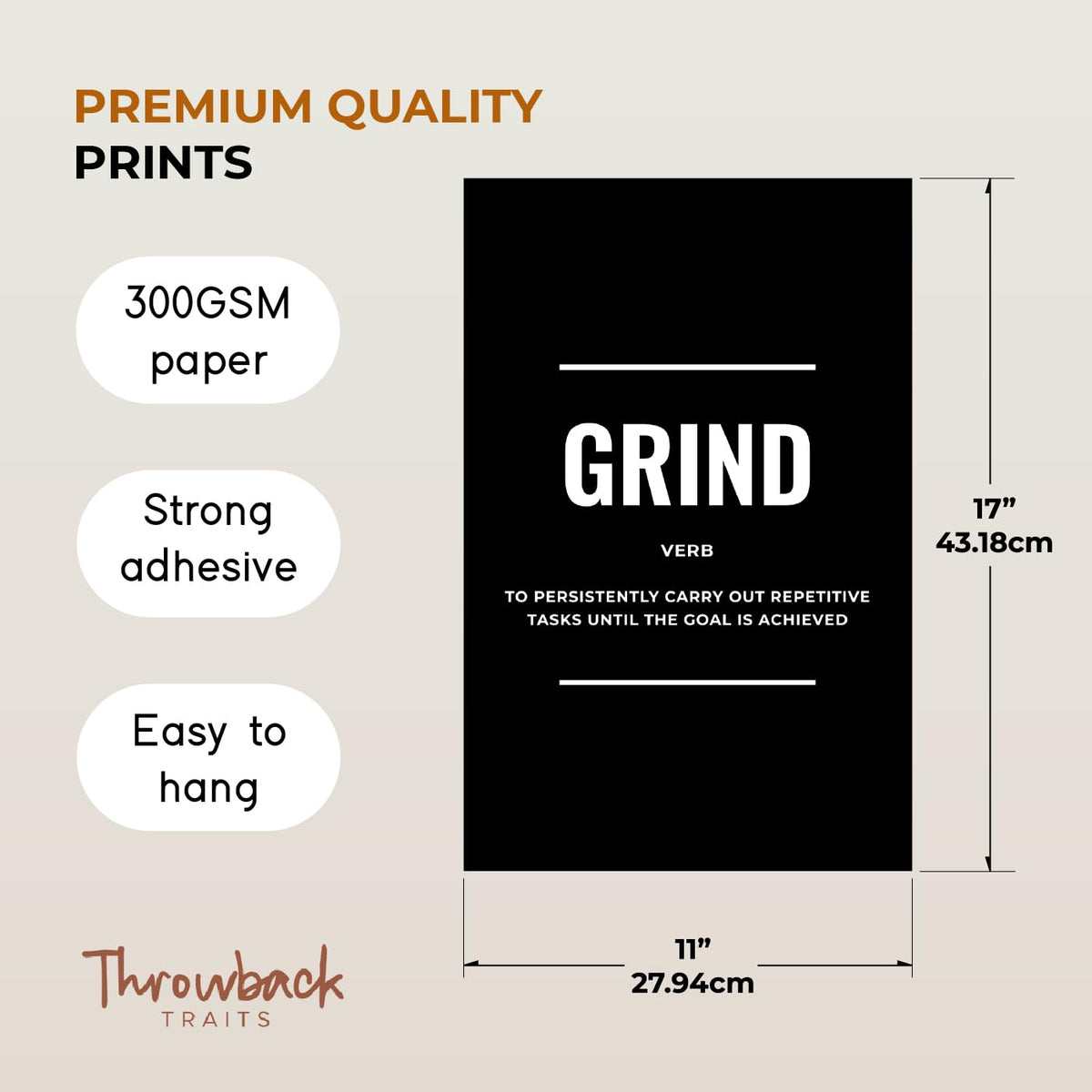 Black and White Motivational Posters Set of 6 - Inspirational Wall Art Prints for Men | Hustle Grind Discipline Office, Home Gym & Bedroom Decor | Bold Monochrome Quotes | ThrowbackTraits