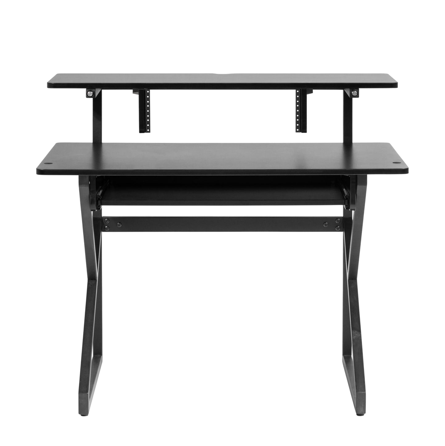 Gator Frameworks Content Creator Series Studio Desk Workstation with (3U) Rack Shelf and Sliding Keyboard Tray, Black Finish (GFW-DESK-MAIN)