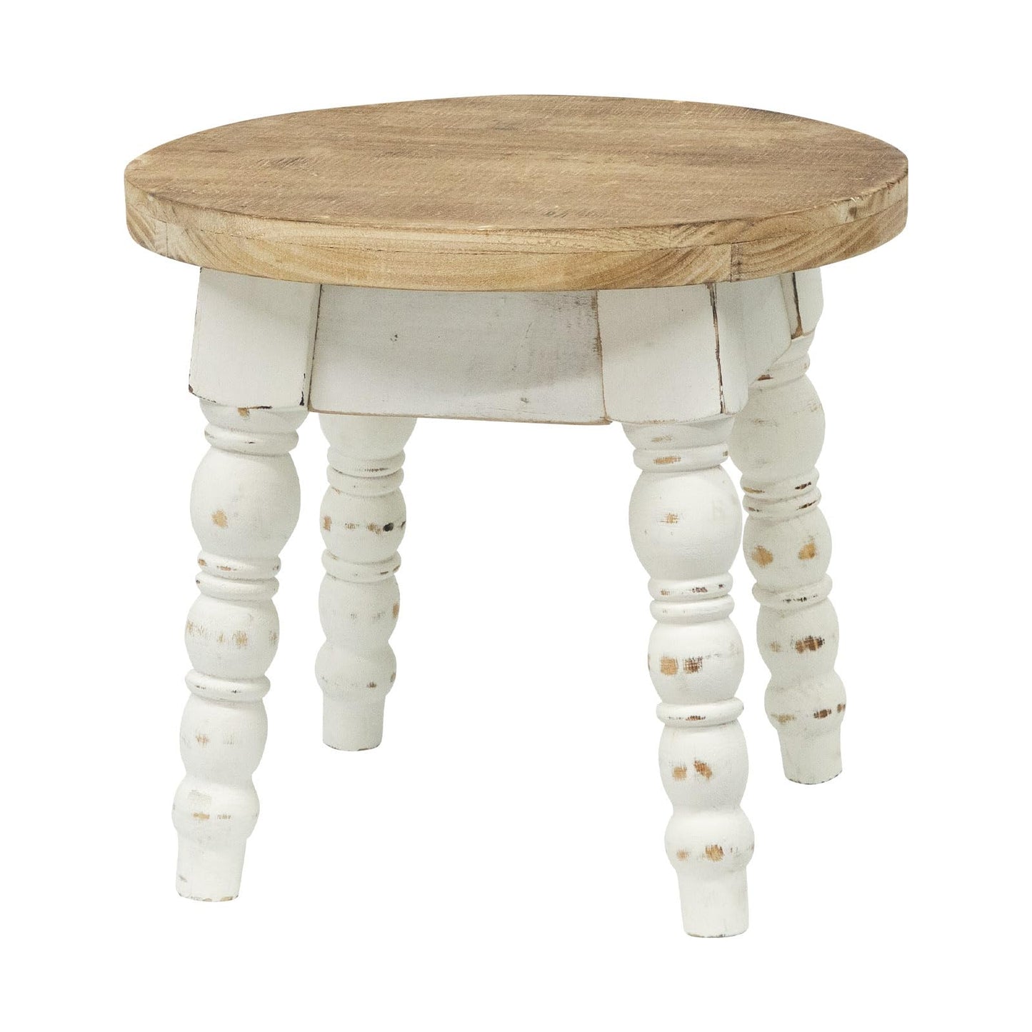JUMBO DECOR Wooden Step Stool for Kids Adults, Farmhouse Step Stool or Plant Stand Indoor, Portable and Sturdy Versatile Foot Stools for Bathroom, Bedroom, Office, Kitchen, Plant Stand (Round)