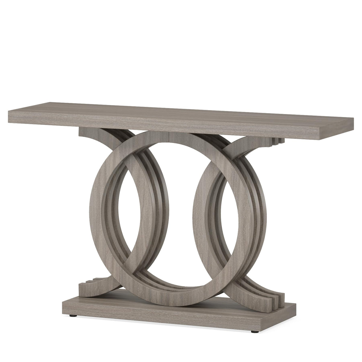 Tribesigns 55 inches Console Table with Geometric Base, Farmhouse Hallway Table, Wooden Entryway Sofa Table, Unique Long Accent Table for Decoration and Organization (Grey)