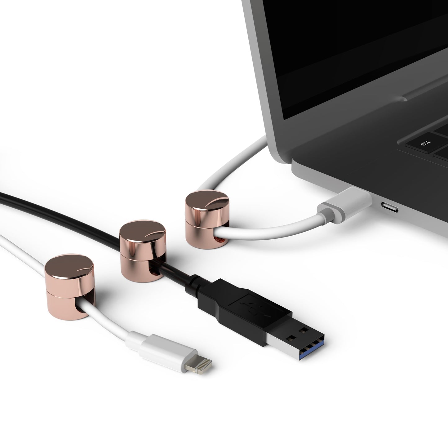 ICONIT Cable Anchors for Desk Organization | Premium Aluminum Cord Organizers | Charger + Cable Management Clips for Home & Office | Stylish, Sturdy, & Functional | (3 Pack) (Copper)