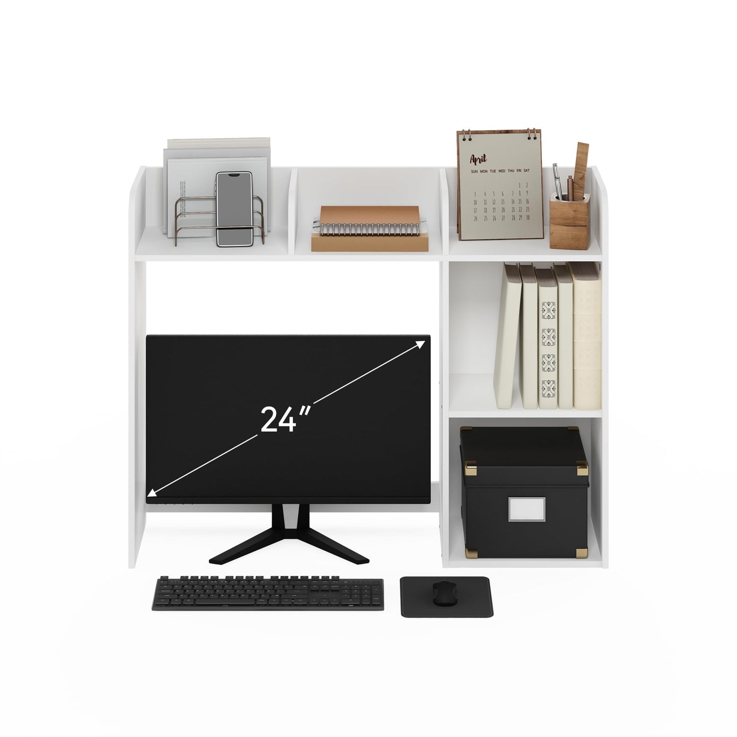 Furinno Classic Desk Shelf, 5-Shelf Desktop Hutch, Book Shelf, 3-Tier Desk Organzier, for Office Supplies, Office Desk Accessories, for Home Office, College, Dorm, Espresso