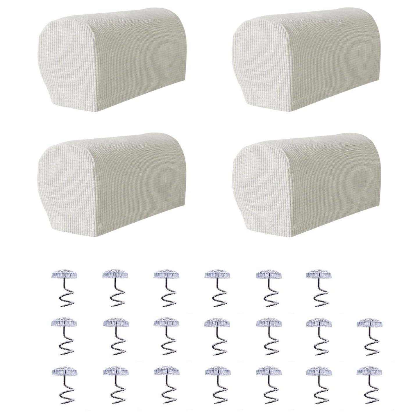 Avtytsda Armrest Covers Soft Plush Couch Arm Covers Furniture Protector for Chairs Couch Sofa Armchair Slipcovers for Recliner Sofa with Twist Pins 4pcs(White)