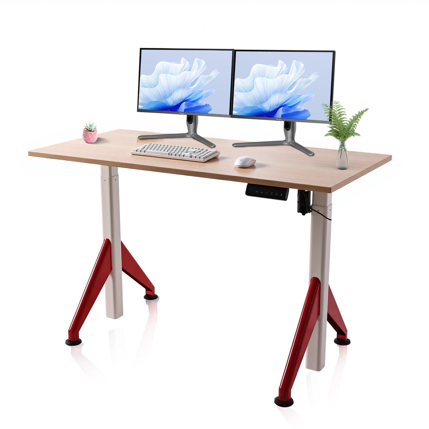 Fromann Electric Sit Standing Desk 47.2×23.6 Inches Height Adjustable Sit Stand up Desk for Home Office (Maplecolor)