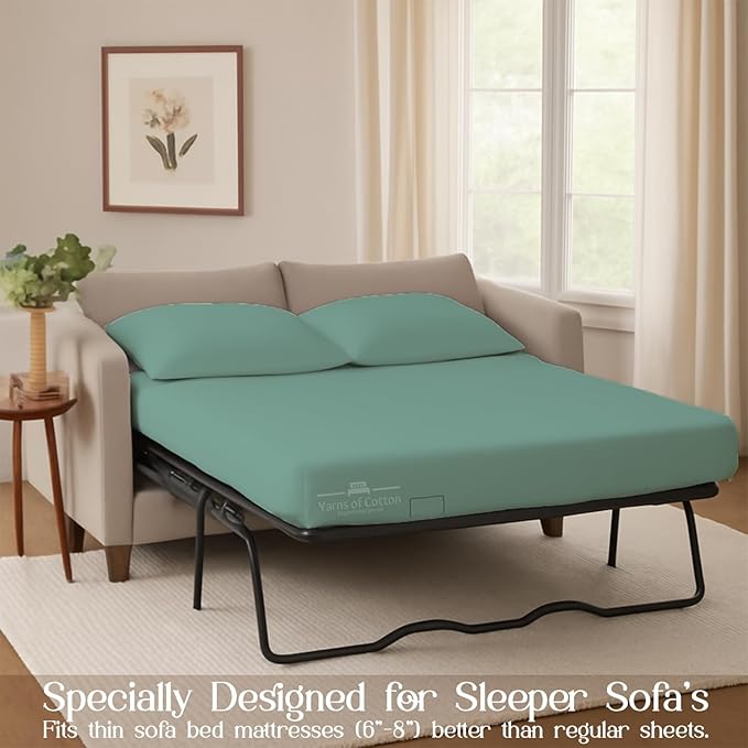 Sleeper Sofa Bed Sheet, 100% Cotton 400 Thread Count, 4 Piece Set, Deep Pocket