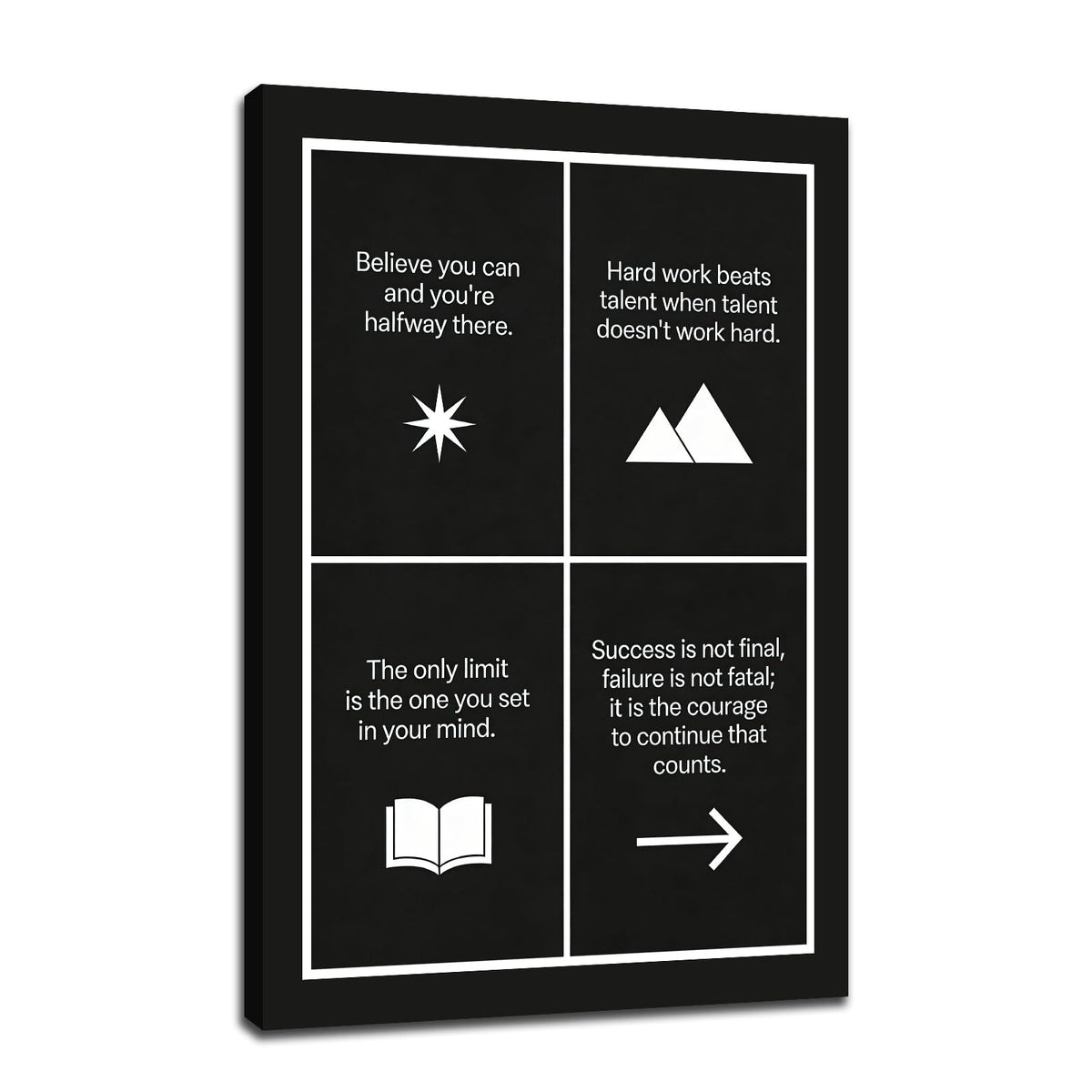 Motivational Wall Art Believe Hard Work Success Quote Inspirational Office Decor for Cubicle Small Framed Canvas Print 18x12 Inch Daily Positive Affirmations Artwork for Study Room