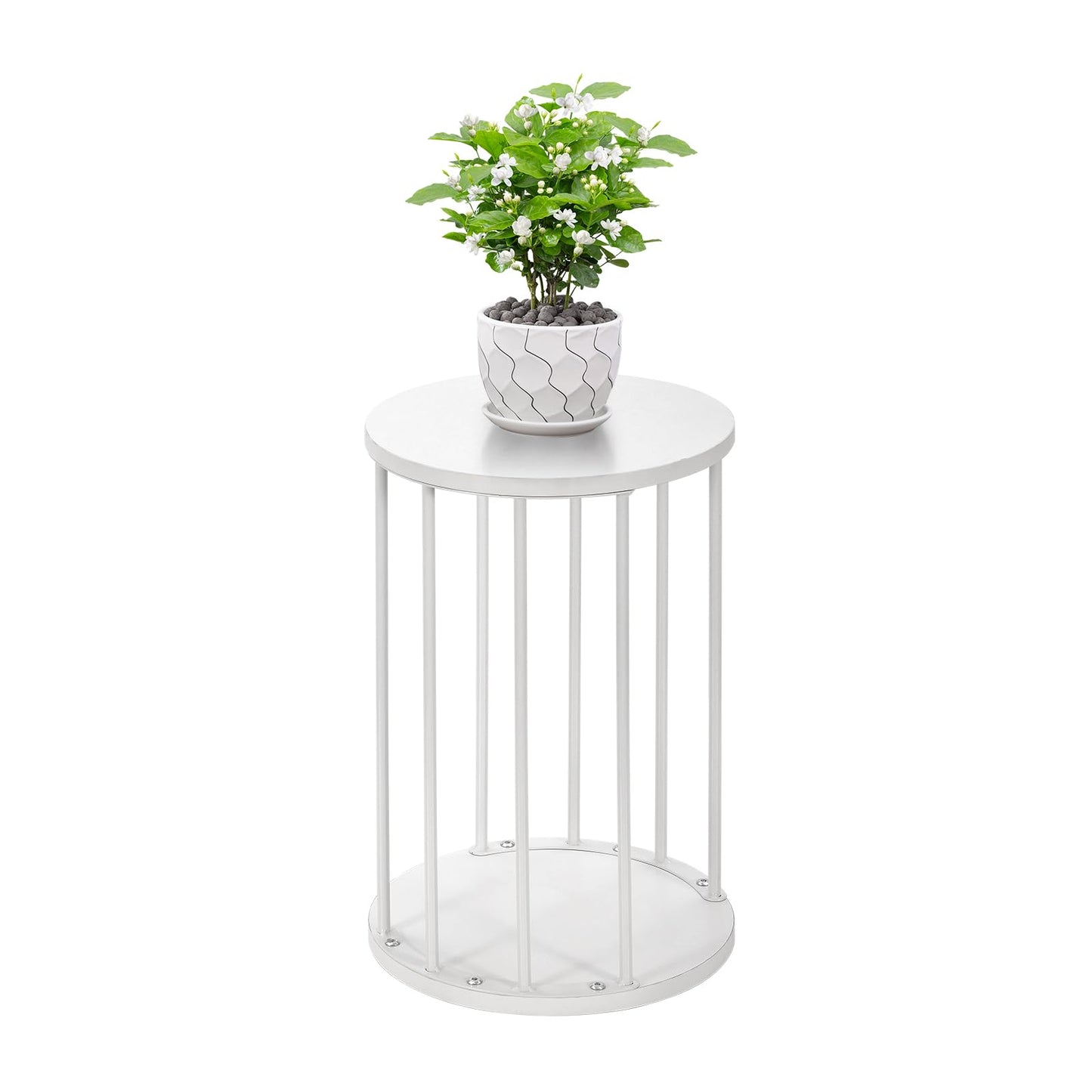 Leinade Plant Stand Indoor,small plant stool,Flower Pot Corner stand holder,Mid Century Heavy Duty Metal Tall Home Decor,Modern Round End Table,Small Rustic Display Stand for Living Room,Bedroom(White,18In)