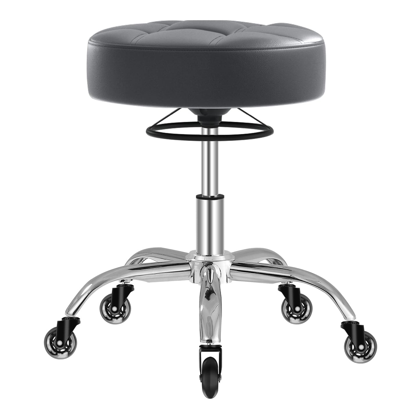 Rolling Stool Heavy Duty 400lb: Super Soft Seat Cushion,360° Swive,Height Adjustability,No Squeaky Noises,No Tip Over,New Upgraded stool Salon Stool Chair, Tattoo Facial Massage Spa Medical (Grey1)
