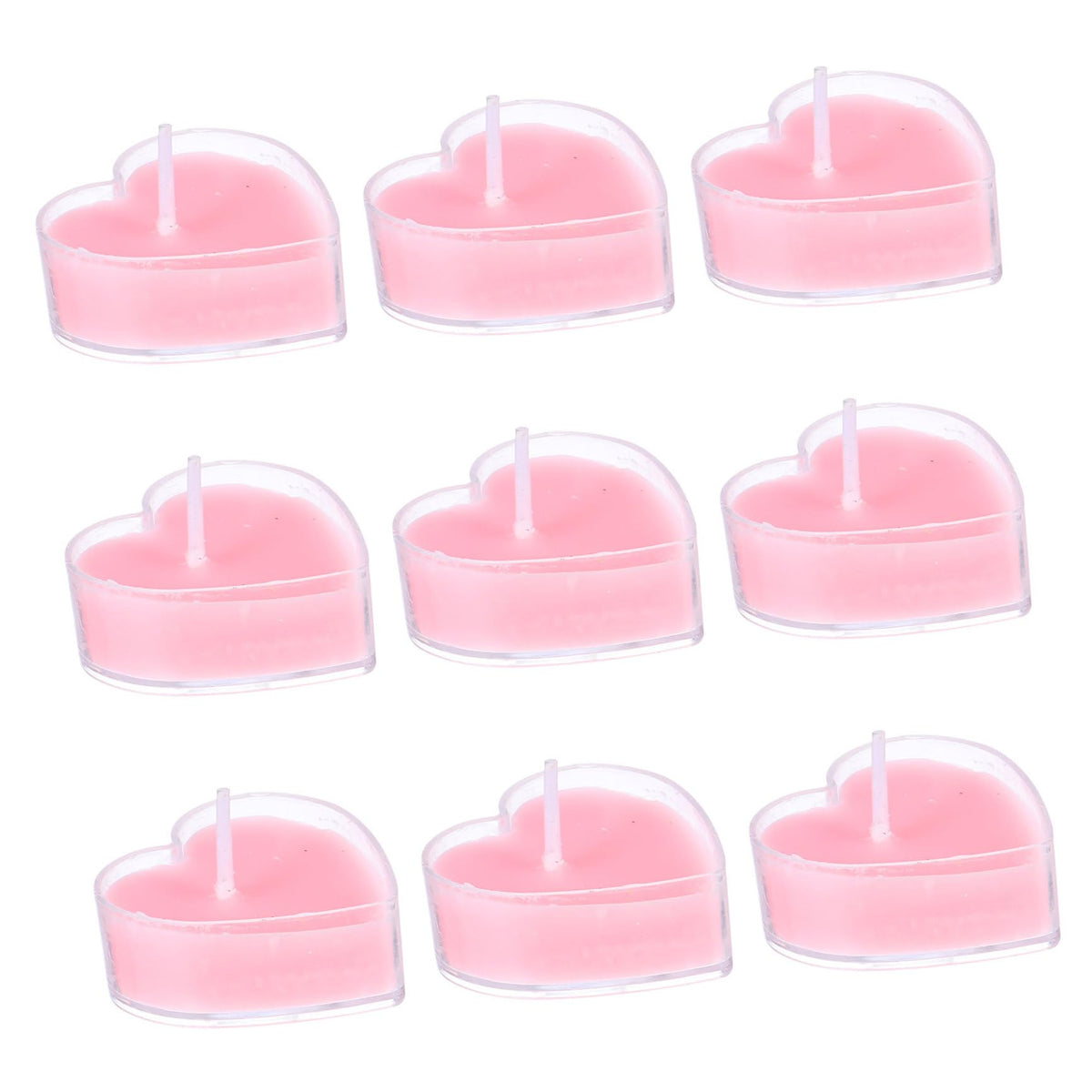 Beavorty 9Pcs Heart Shaped Scented Candles Smokeless Tea Wax with Pink Rose Fragrance Eco Friendly Aromatherapy for Home Wedding Birthday Decoration Soft Flicker Romantic Lighting