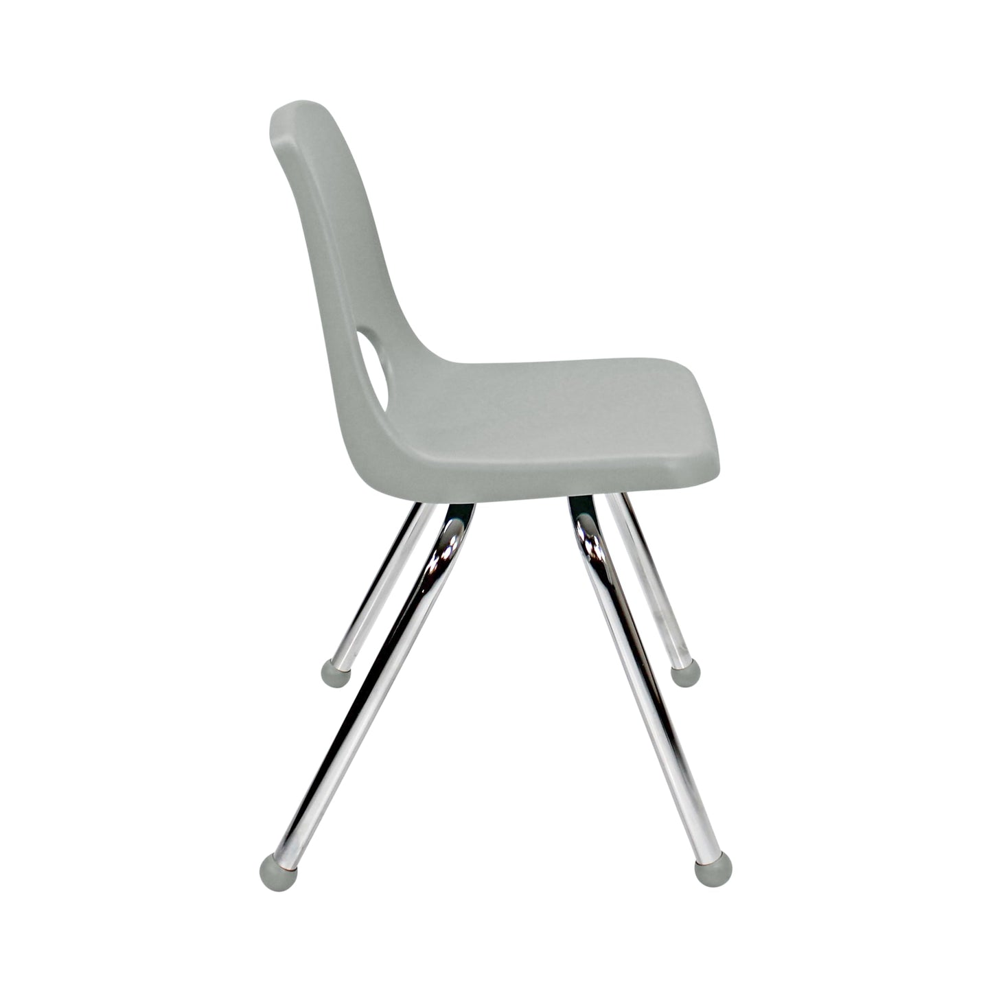 FDP 16" School Stack Chair, Stacking Student Seat with Chromed Steel Legs and Ball Glides For In-Home Learning or Classroom - Light Gray (4-Pack), 10382-LG