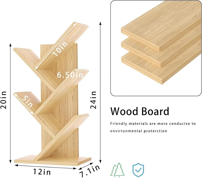 SHEEPAM 5 Tier Tree Book Shelf, Small Desktop Bookshelf