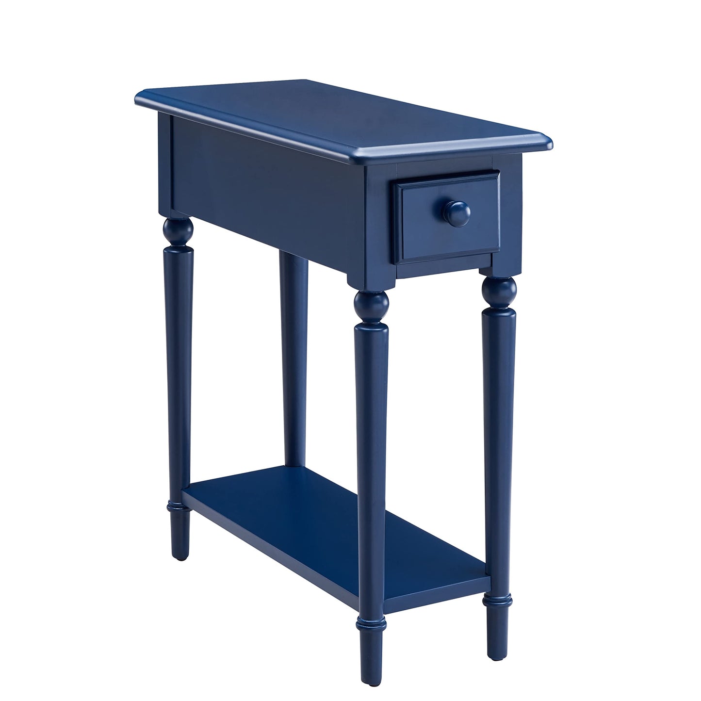 Leick Home Coastal End Table, Solid Wood, 1 Drawer, Bottom Display Shelf, Easy-Assembly, for Living Room/Bedroom, Navy, 23.5 in. L x 10.0 in. W x 24.0 in. H, 20017-NV