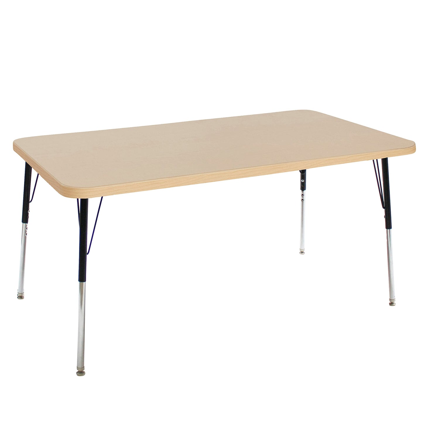 Factory Direct Partners FDP La Madera Rectangle Activity Table (36 x 60 inch), Standard Legs with Swivel Glides, Adjustable Height 19-30 inches Modern Professional Woodgrain Tabletop - Maple/Black