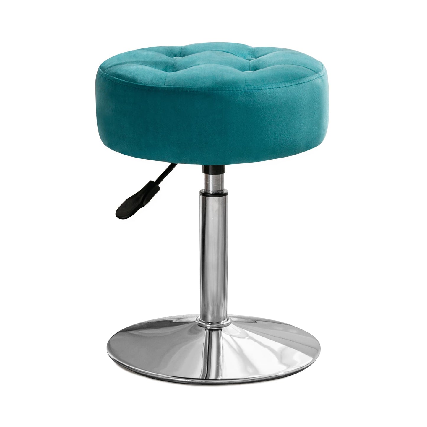 LUE BONA Adjustable Vanity Stool, 360 Swivel Chair for Makeup Room, Vanity Chairs, Teal Faux Leather Stool for Bathroom & Living Room