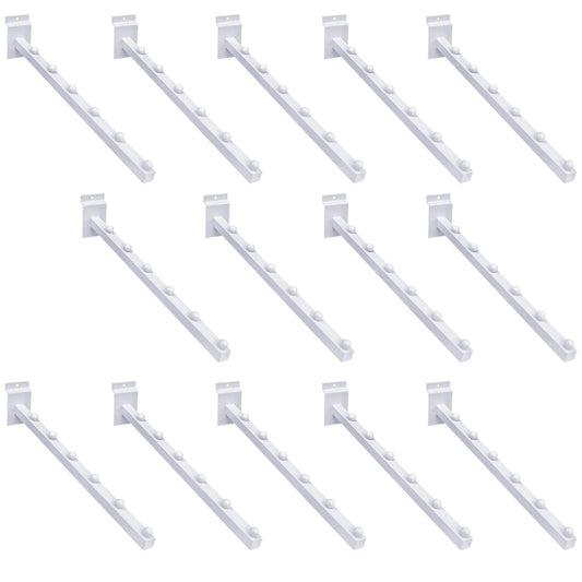 LECEHIVO 14 Pcs 15.7 Inch 6 Ball Waterfall Slatwall Hooks Metal Slat Wall Hanging Board Accessories Heavy Duty Pegs Panel Display for Clothing Retail Shop Garage (White)