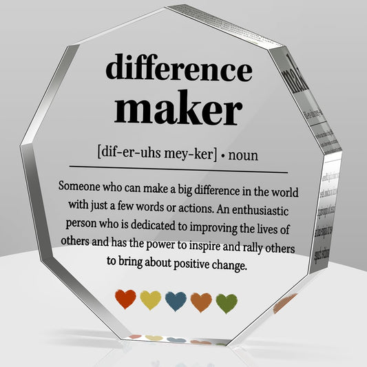 Difference Maker Gifts Thank You Gifts for Leader Boss Best Mom Mentor Coach Boss Manager Coworker Teacher Appreciation Quote Difference Maker Home Office Gift Desk Decor Signs Plaques