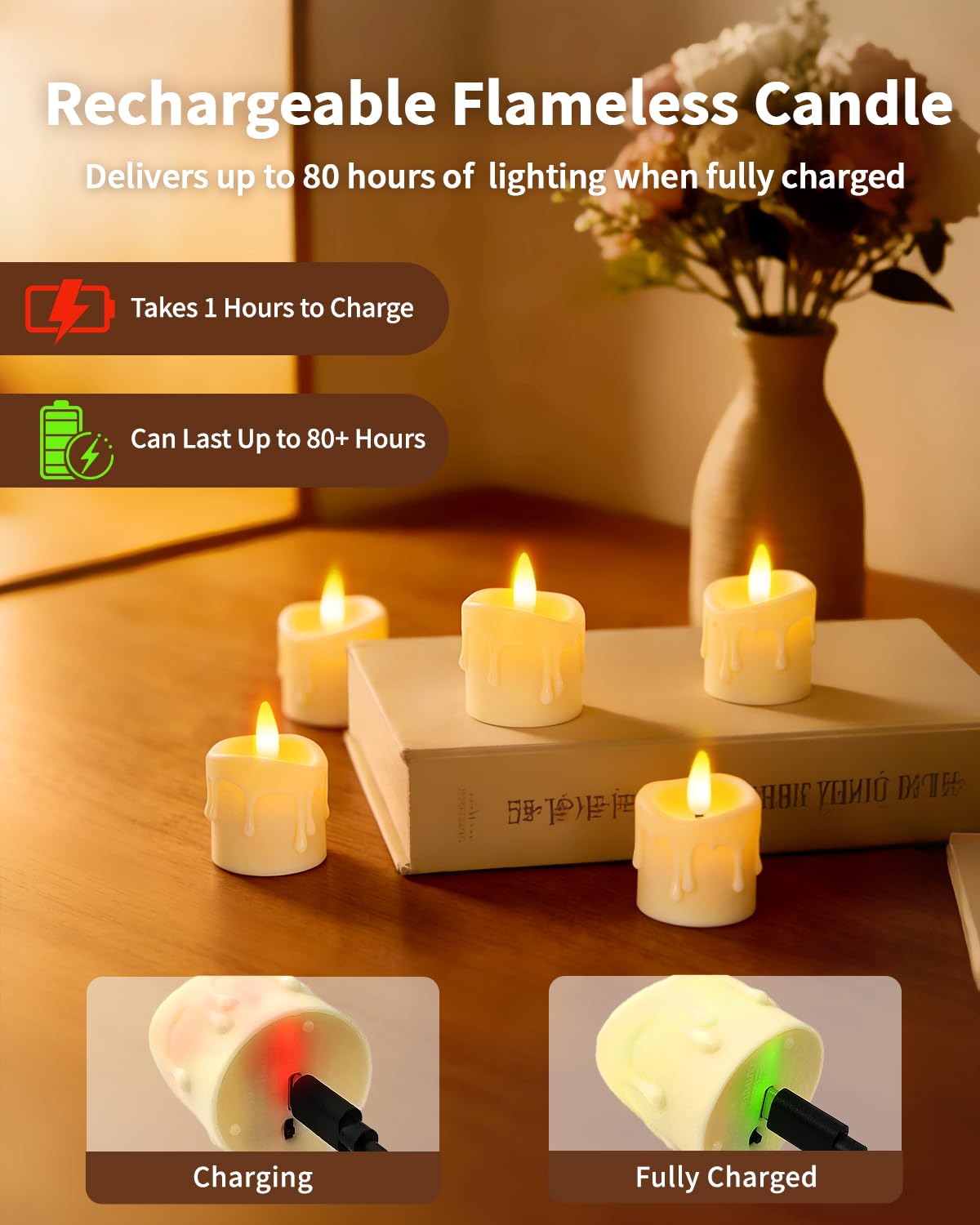 CAQUIRU Rechargeable Flameless Candles with Remote Timer, 1.5"x2" LED Tea Lights Candles Battery Operated, Electric Fake Flickering Votive Candles for Home Table Aniversary Wedding Decor (12 Pack)