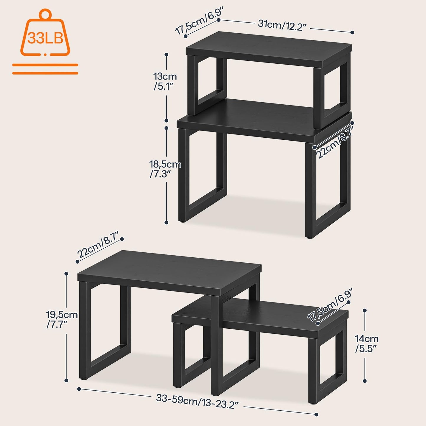 HOOBRO Bread Box and Cabinet Organizer Shelf Bundle, 2 Tier Roll-Top Bread Bin, Set of 2 Kitchen Counter Shelves, for Kitchen, Countertop, Office Desk, BK13MB01-BK20TL01