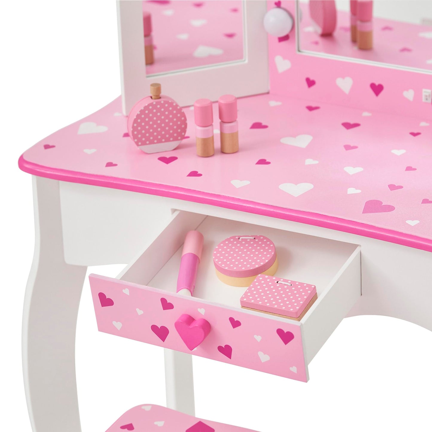 Teamson Kids - Sweethearts Print Gisele Medium Vanity - White/Pink